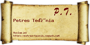 Petres Teónia névjegykártya